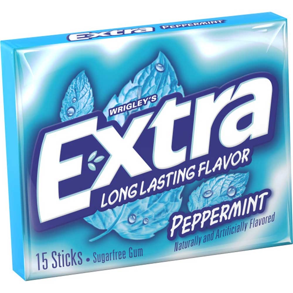 Wrigley Single Serve Peppermint Extra Gum - 15 Piece, 10 per pack -- 12 packs per case.