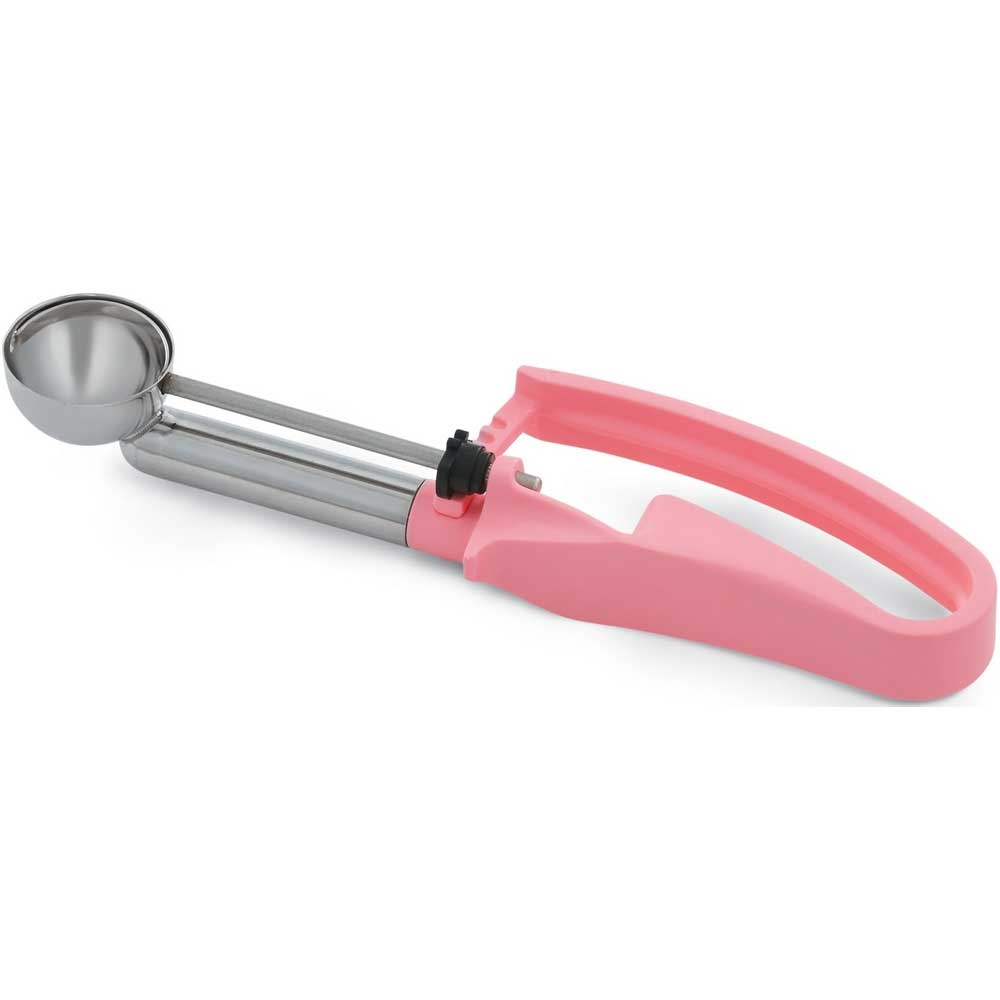 Vollrath Extended Length Pink Squeeze Disher, 0.54 Ounce -- 12 per case.