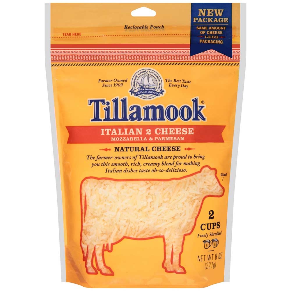 Tillamook Italian Farmstyle Shredded Cheese, 8 Ounce -- 12 per case.