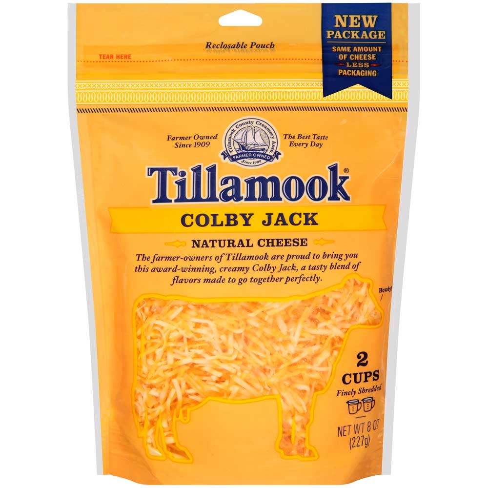Tillamook Farmstyle Colby Jack Shredded Cheese, 8 Ounce -- 12 per case.