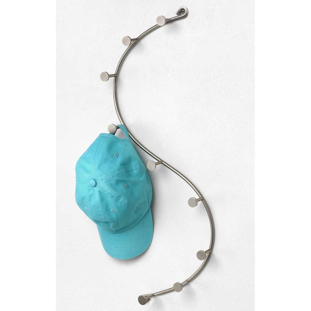 Spectrum Satin Nickel Sweep Wall Mount 9 Hook Single Rack with Screws, 7 x 2 x 26.5 inch.