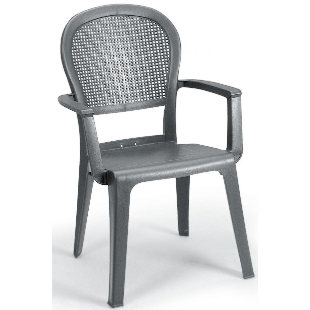 Grosfillex Seville Charcoal Highback Armchair -- 16 per case.