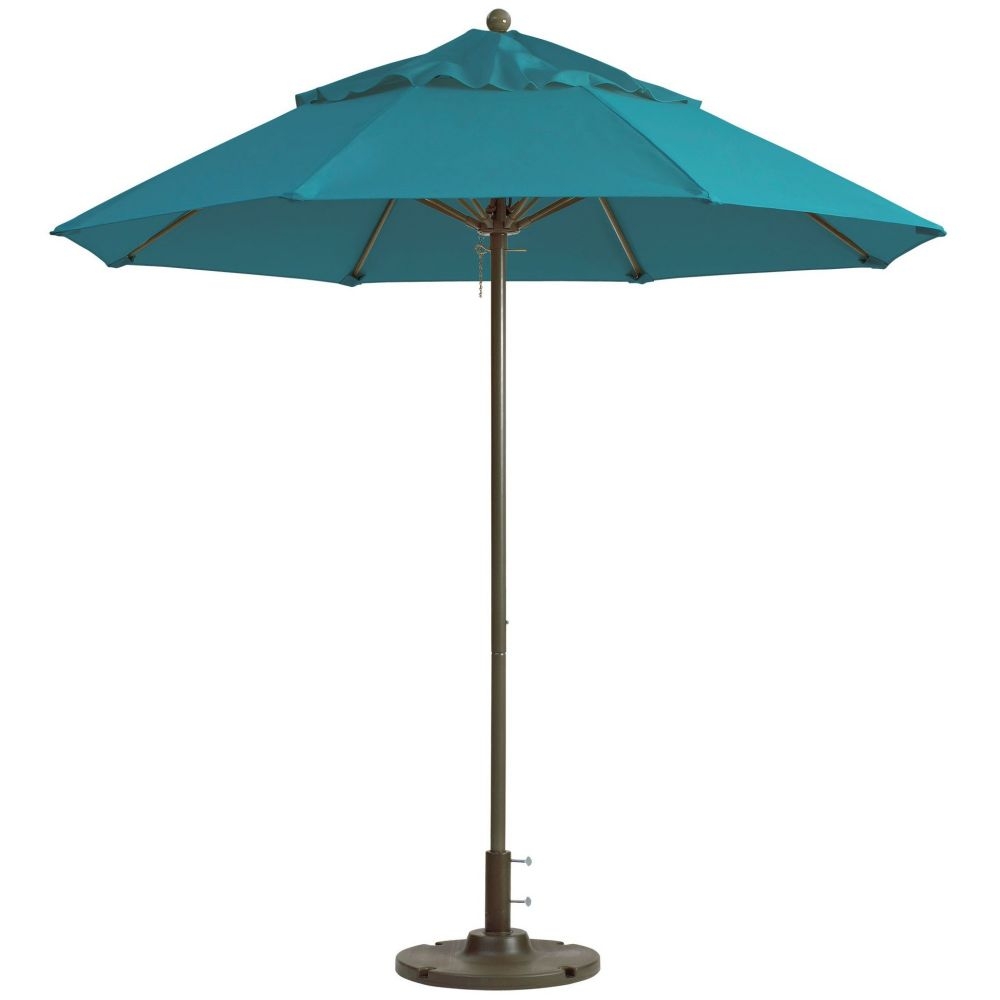 Grosfillex Windmaster Round Turquoise Fiberglass Umbrella with Aluminum Pole, 7.5 Feet.