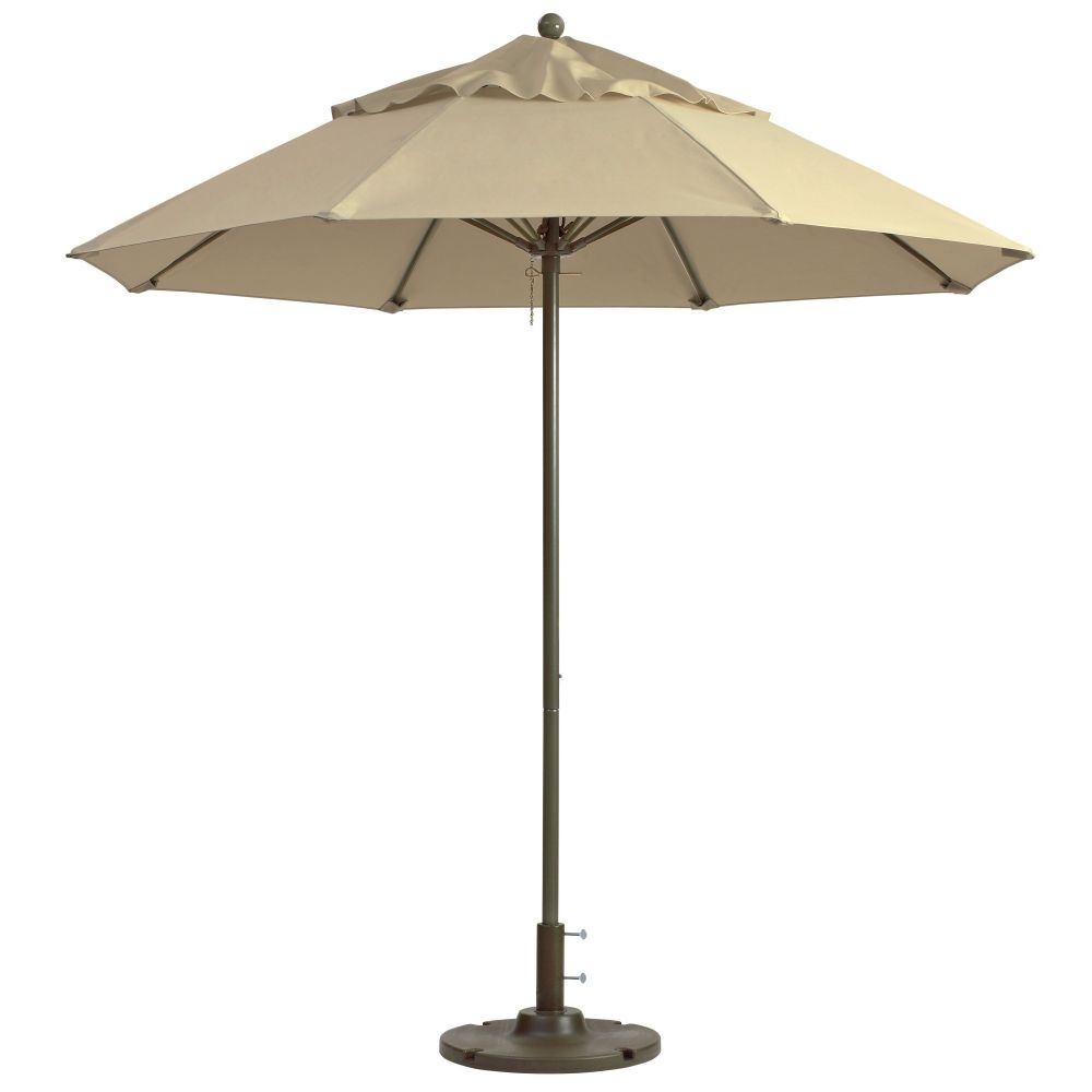 Grosfillex Windmaster Round Khaki Fiberglass Umbrella with Aluminum Pole, 7.5 Feet.