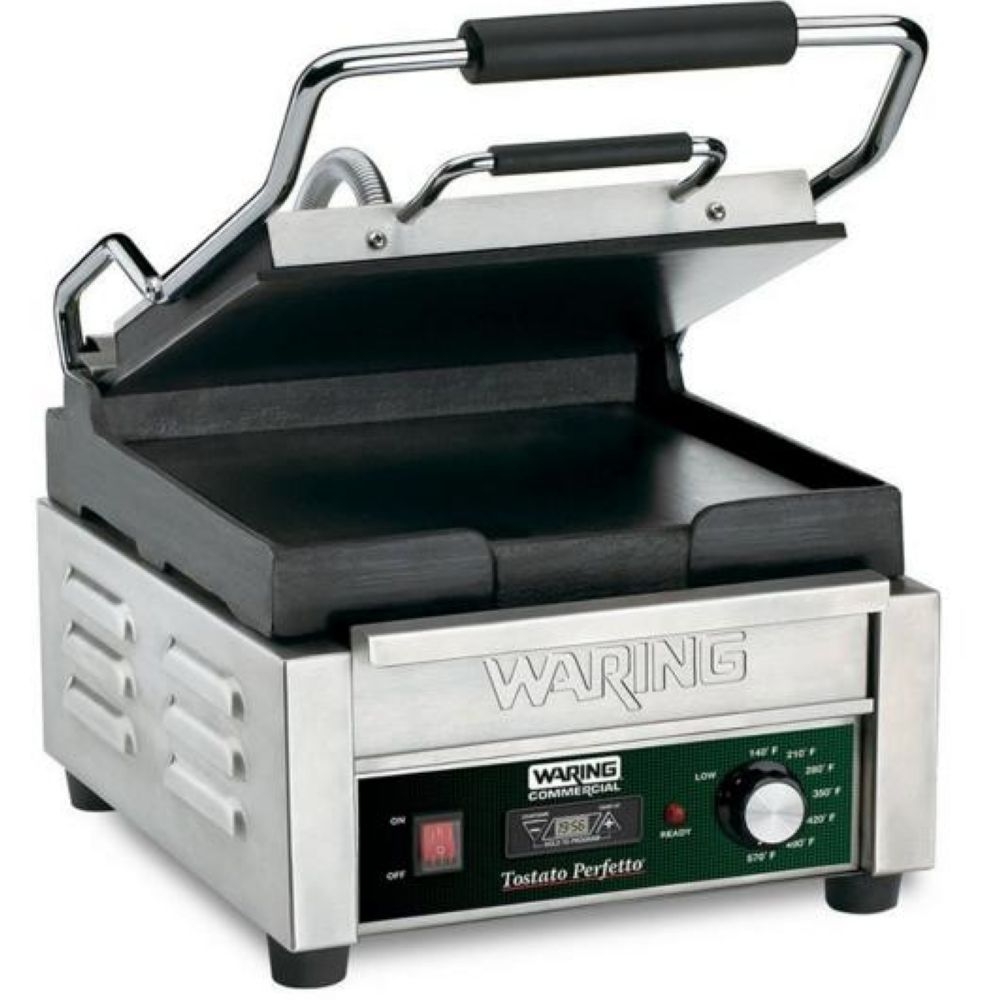 Waring Commercial Tostato Perfetto Compact Flat Panini Toasting Grill with Timer, 120 Volts.