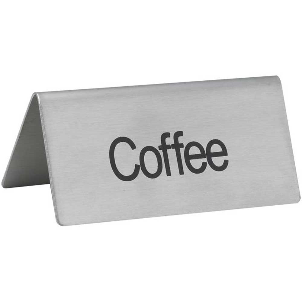 Winco Stainless Steel Coffee Tent Sign, 3 x 1 1/4 x 1 1/2 inch -- 12 per case.