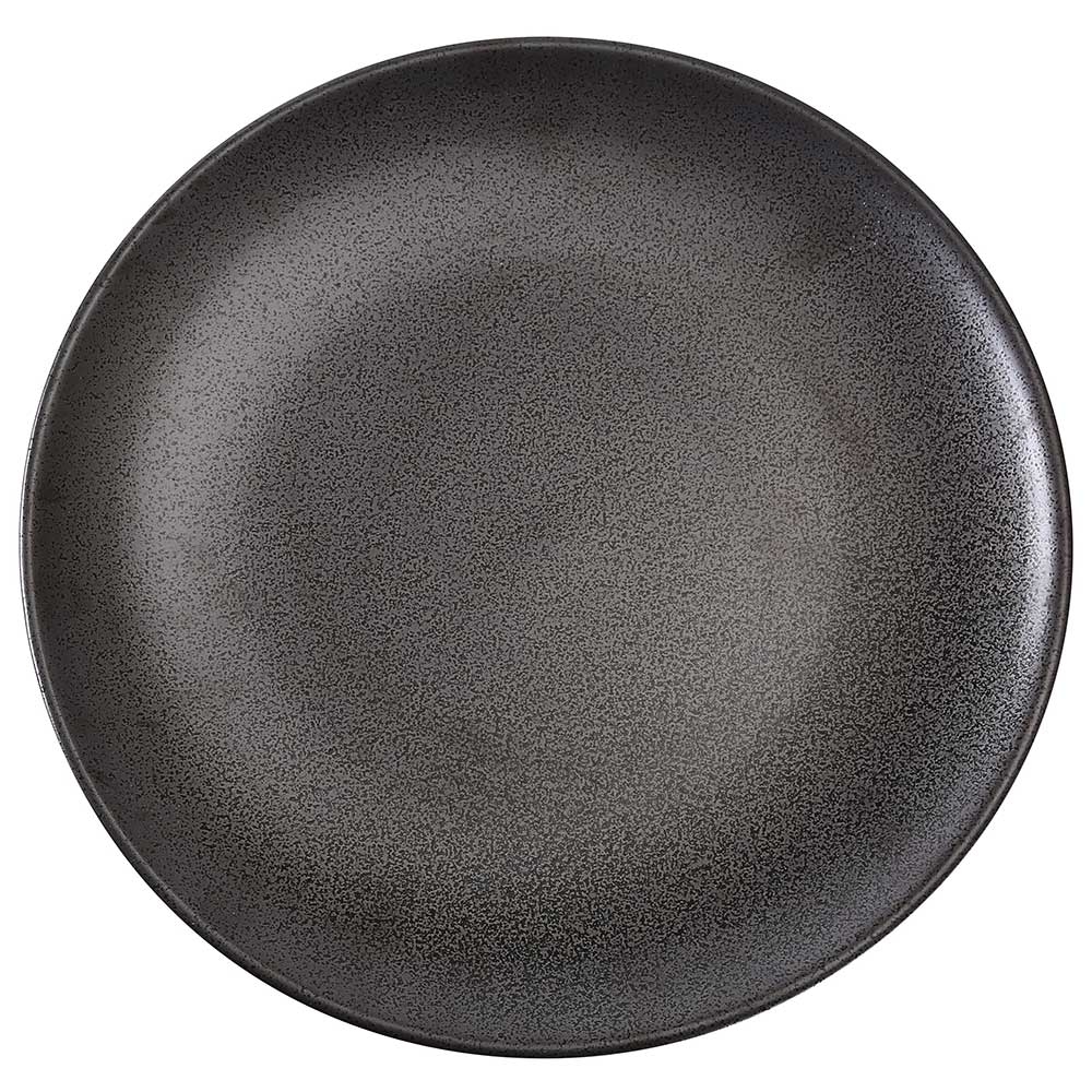 Yanco Diamond Black Speckled Porcelain Round Coupe Plate, 7 x 3/4 inch -- 36 per case.