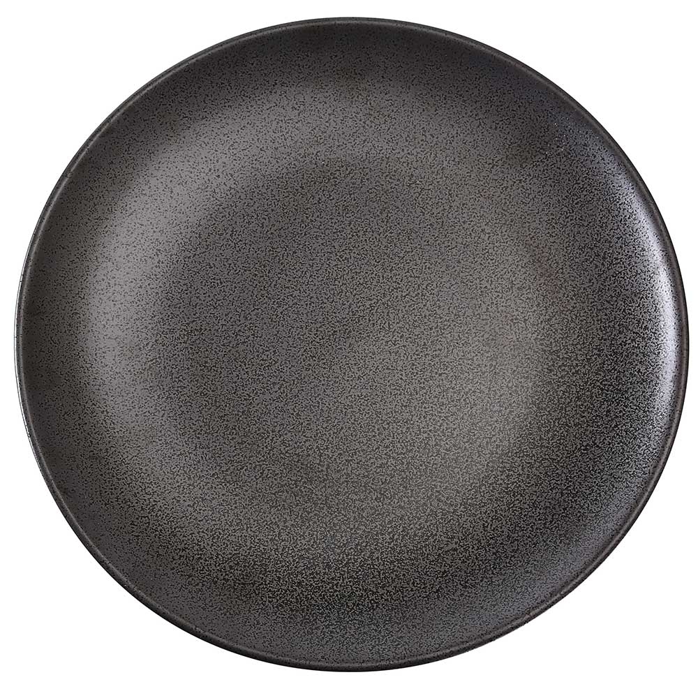 Yanco Diamond Black Speckled Porcelain Round Coupe Plate, 9 x 7/8 inch -- 24 per case.