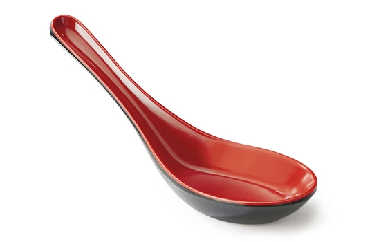 GET Enterprises inc Fuji Japanese Series Melamine Black and Red Soup Spoon, 1 Ounce -- 60 per case.