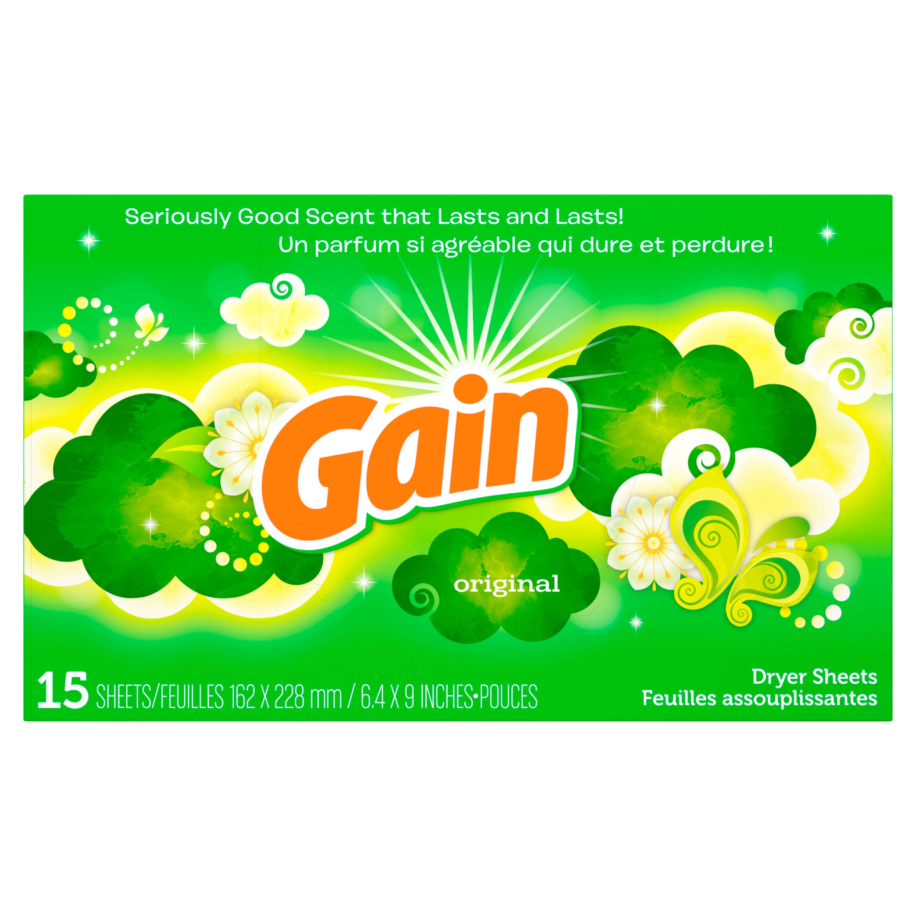 Gain Original Dryer Sheet, 15 count per pack -- 15 per case.