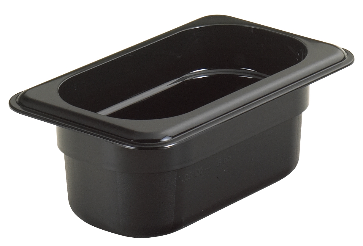 Cambro One Ninth Size Plastic Food Pan, Black, 2 inch -- 6 per case
