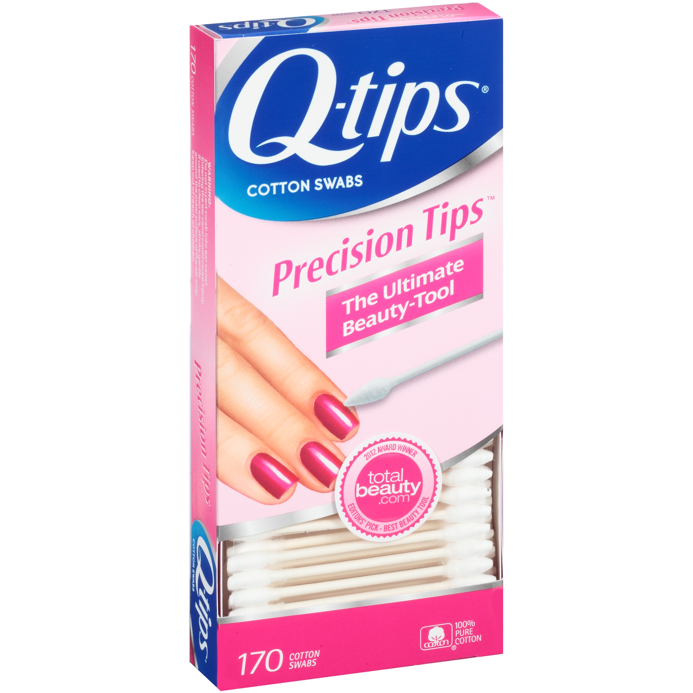 Q-Tip Precision Tips Cotton Swabs - 170 per pack -- 24 packs per case.