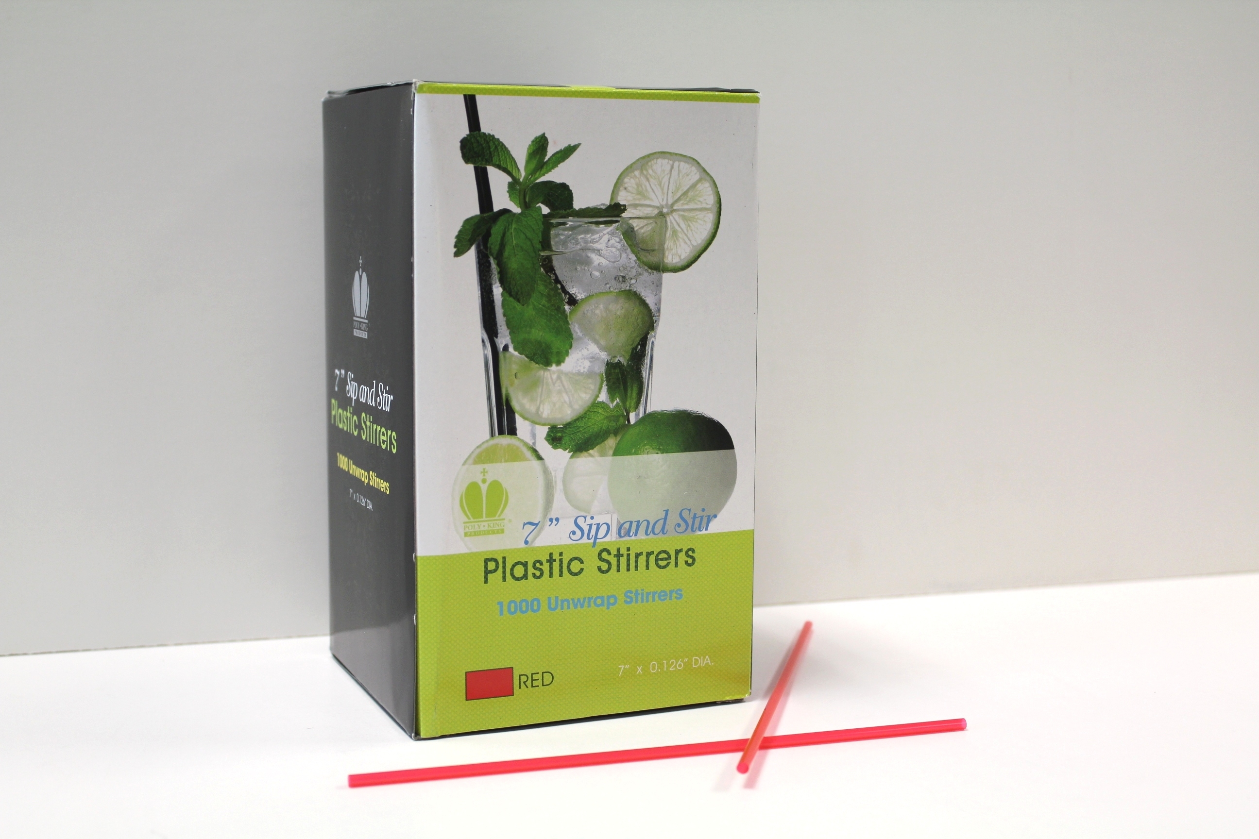 Goldmax Red Unwrapped Sip and Stirrer Straw, 7 inch -- 10000 per case.