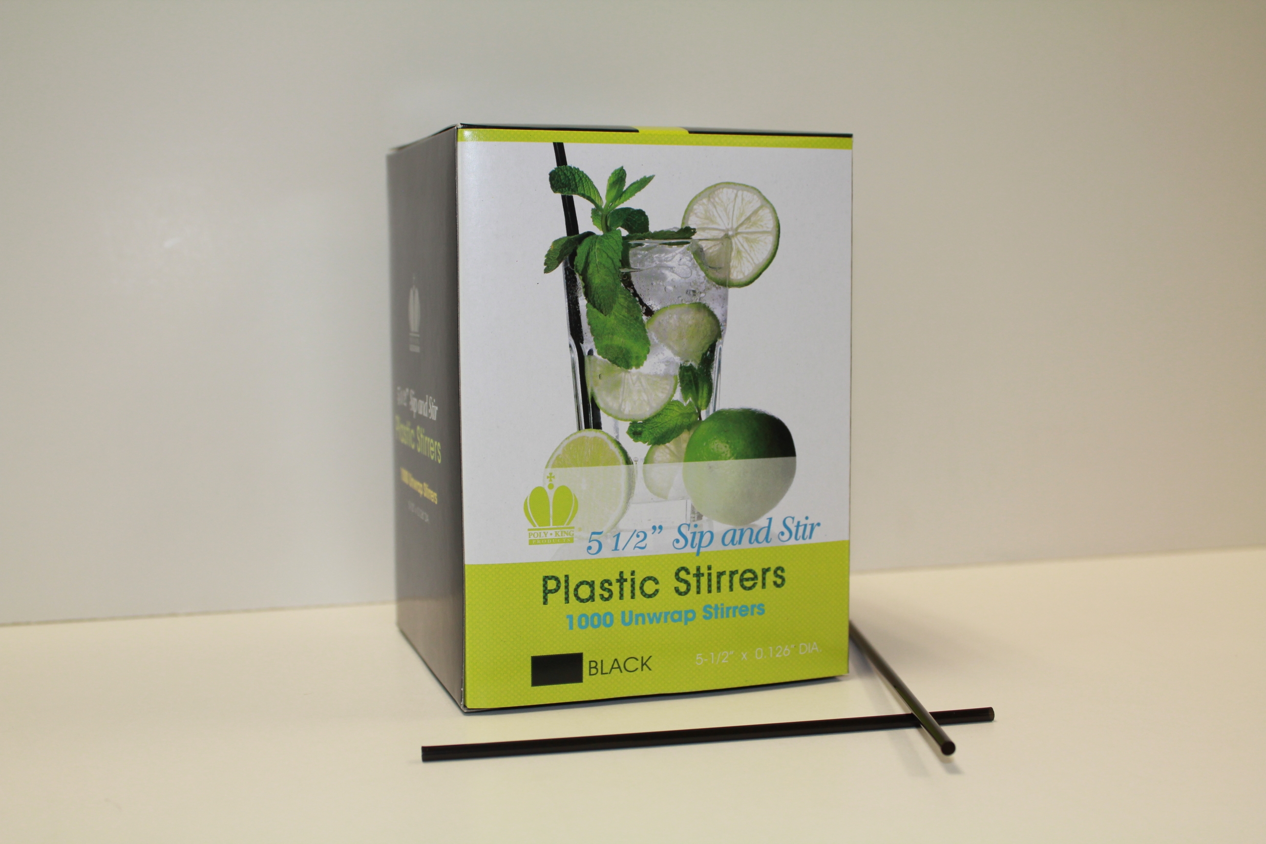 Goldmax Plastic Black Unwrapped Sip and Stirrer Straw, 5.5 inch -- 10000 per case.