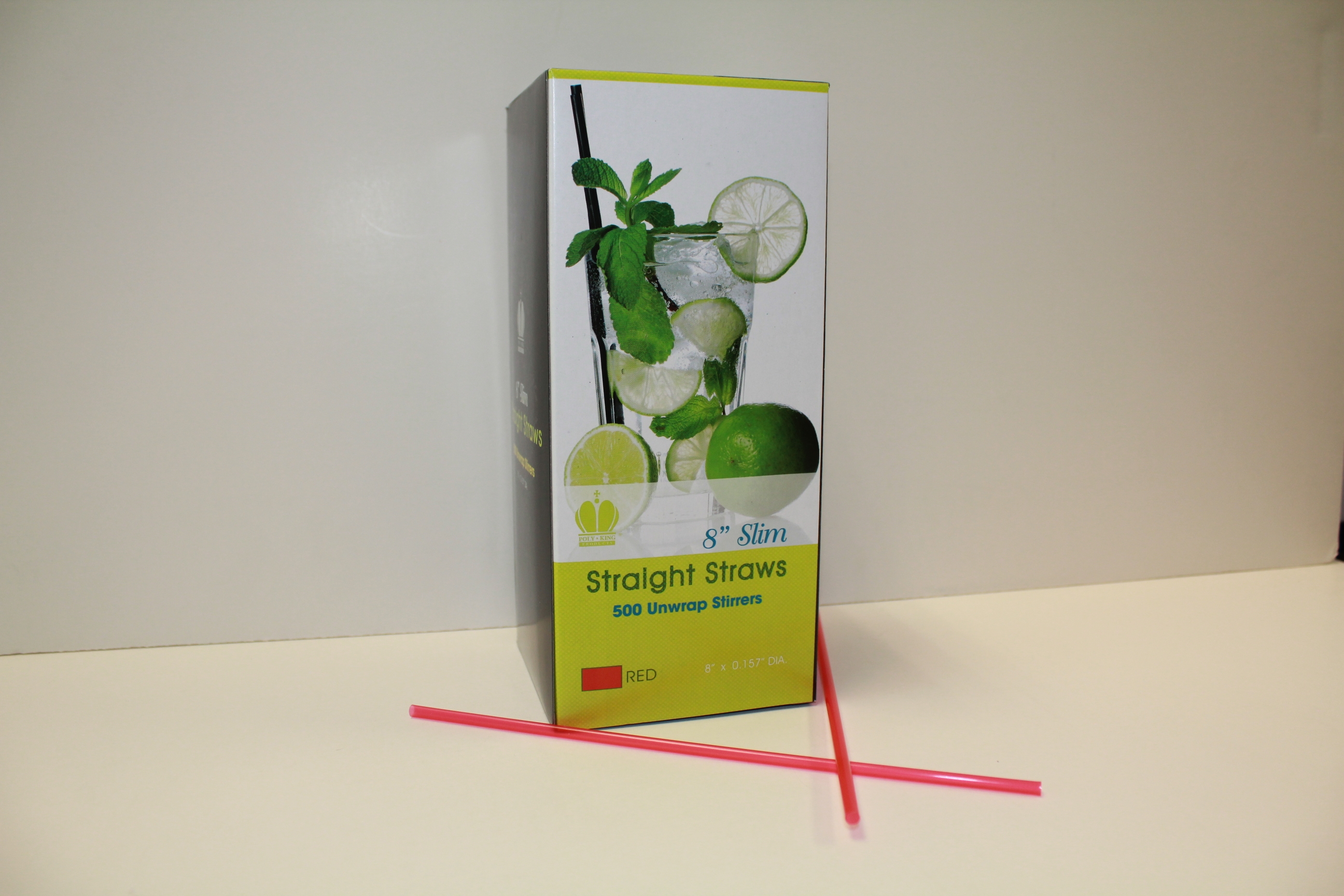 Goldmax Red Unwrapped Slim Stirrer Straight Straw, 8 inch -- 5000 per case.