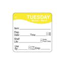 ToughMark Tuesday 2 x 2 inch Day of the Week Labels, 500 count per roll -- 576 rolls per case.