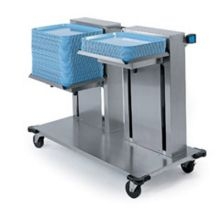 Lakeside Stainless Steel Double Platform Mobile Cantilever Tray and Rack Dispenser - Holds Three Hundred 12 x 22 inch Trays.