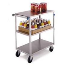Lakeside Stainless Steel Medium Duty 3 Shelves Banquet Cart - All Shelf Edges Down, 19 3/8 x 35 x 36 7/8 inch.