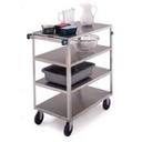 Lakeside Stainless Steel Medium Duty 4 Shelves Banquet Cart - 3 Shelf Edges Up and 1 Shelf Edge Down, 19 3/8 x 35 x 36 7/8 inch.