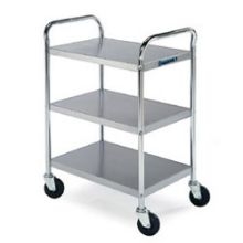 Lakeside Stainless Steel Medium Duty Traditional Series 3 Shelf Tubular Frame KD Unassembled Utility Cart, 18 x 27 inch Shelf.