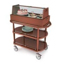 Lakeside Geneva Wood Veneer Spice Finish Square Dessert and Pastry Cart, 21 5/8 x 43 3/8 x 47 1/4 inch Overall Size.