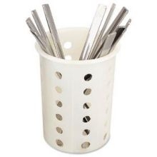 Alegacy White Nylon Flatware Perforated Cylinder, 5 5/8 x 4 x 4 inch.