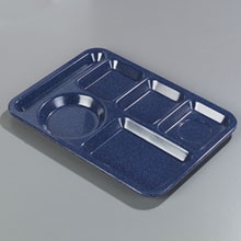 Blue Heavy Weight 6 Compartment Left-Hand Melamine Tray -- 12 per case