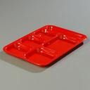 Red Heavy Weight 6 Compartment Right-Hand Melamine Tray -- 12 per case