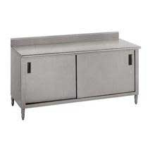 Stainless Steel 5 inch Splash Enclosed Base Work Table With Slide Door, 24X48 inch.