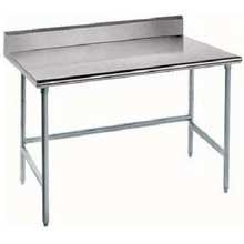 Super Saver Stainless Steel Work Table, 5 inch Back Splash With Galvanized Legs, Open Base, 24 x 60 inch.