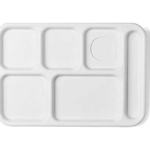 Cambro Black Camwear 6 Compartment School Tray, 14 1/2 x 10 x 3/4 inch -- 24 per case.