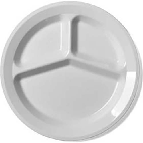 Cambro Camwear Slate Blue Narrow Rim Three Compartment Plate, 9 inch Diameter -- 48 per case.
