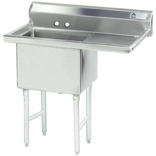 Stainless Steel Fabricated Economy Sink with 1 Compartment, Right Drain Board.Overall Length 39 inch.