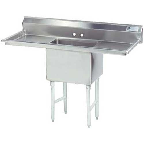 Stainless Steel Fabricated Economy Sink with 1 Compartment, Left & Right Drain Board.