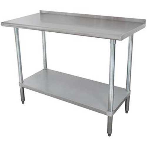 Standard Stainless Steel Work Table, 1 1/2 inch Rear Splash With Galvanized Legs and Undershelf, 24 x 30.