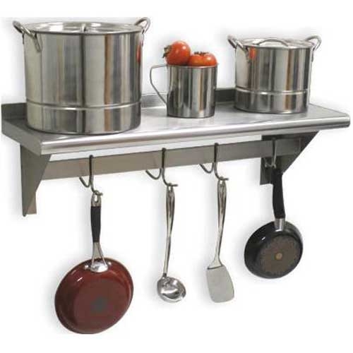 Stainless Steel Pot Rack with Shelf, 12 x 108 inch.