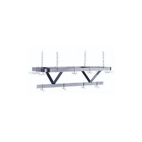 Stainless Steel Ceiling Mounted Pot Rack, Length 9 Feet.