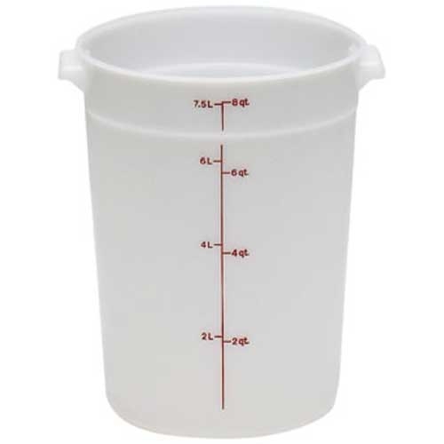 White Round Plastic Container, White, 8 Quart -- 12 per case