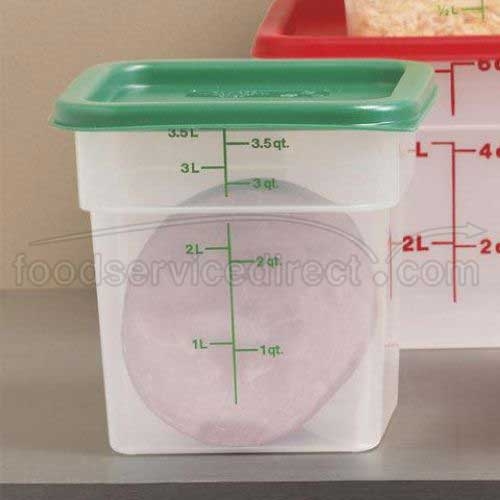 Translucent Cambro CamSquares Translucent Kelly Green Food Storage Container, 4 Quart - Pack of 3 -- 4 packs per case.