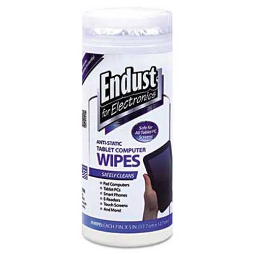 Endust for Electronics Tablet and Laptop Cleaning Wipes, Unscented, 70/Tub