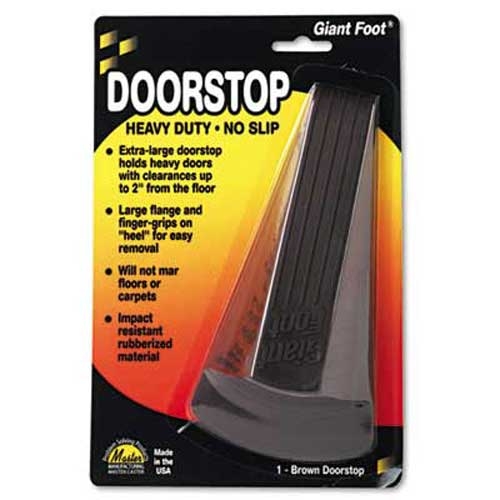 Master Caster Giant Foot Doorstop, No-Slip Rubber Wedge, 3-1/2w x 6-3/4d x 2h, Brown
