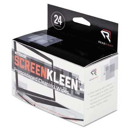 Read Right Notebook ScreenKleen Pads, Cloth, 2 1/2 x 5 1/4, White, 24/Box