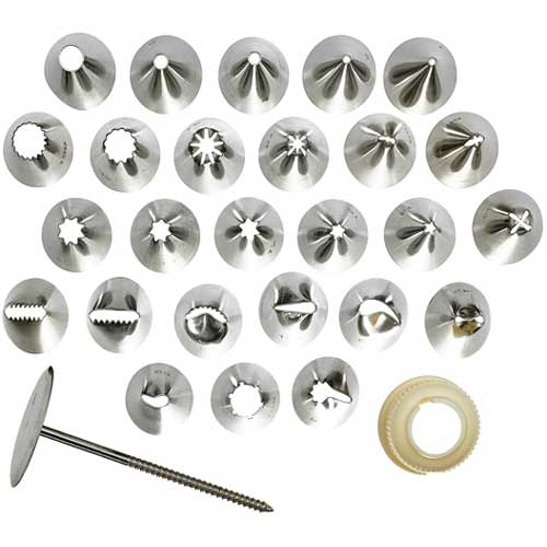 Winco Stainless Steel Cake 26 Tips Decorating Set -- 12 set per case.