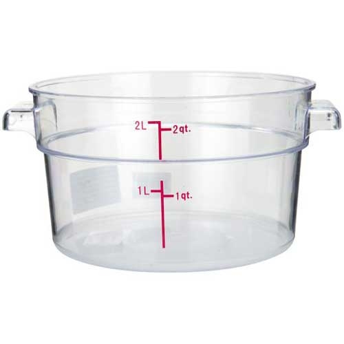 Winco Clear Polycarbonate Round Storage Container, 2 Quart -- 12 per case.