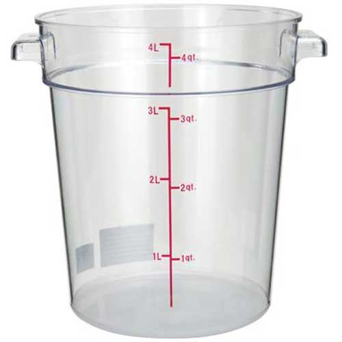 Winco Clear Polycarbonate Round Storage Container, 4 Quart -- 12 per case.