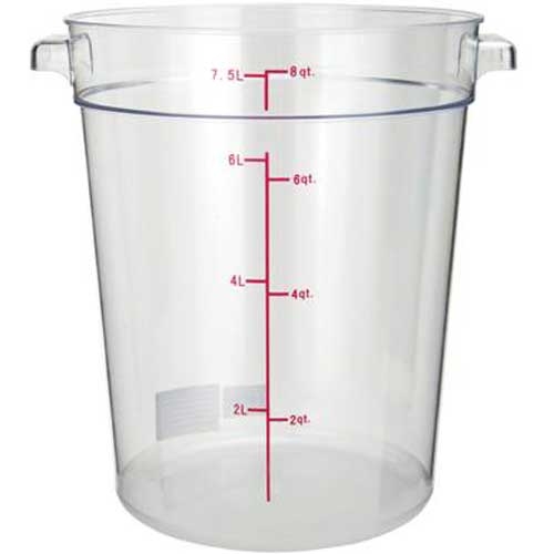 Winco Clear Polycarbonate Round Storage Container, 8 Quart -- 12 per case.