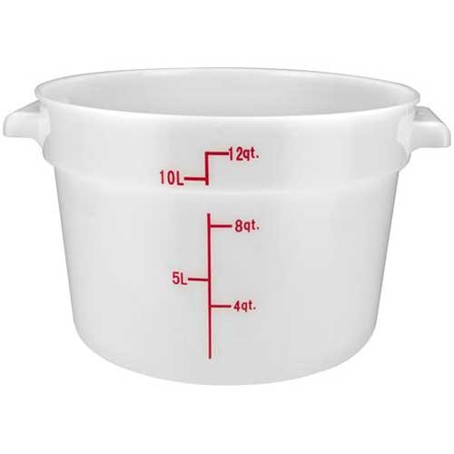 Winco Polypropylene White Round Storage Container, 12 Quart -- 12 per case.