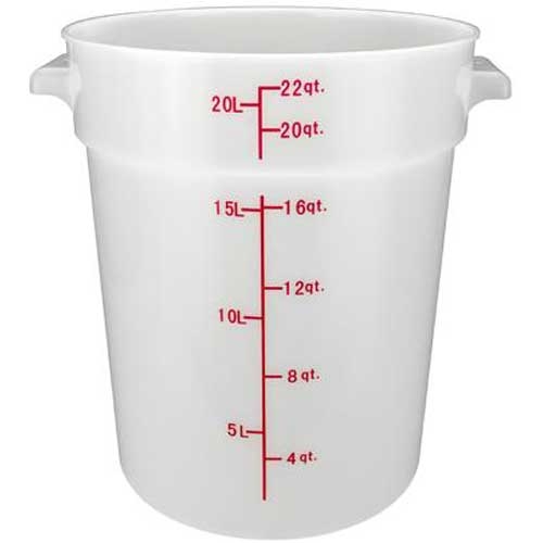 Winco Polypropylene White Round Storage Container, 22 Quart -- 6 per case.