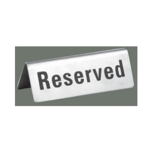 Winco Stainless Steel Reserved Sign, 4 3/4 x 1 3/4 inch.