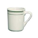 Yanco Green Band Ceramic American White Round Mug, 7 Ounce -- 36 per case.